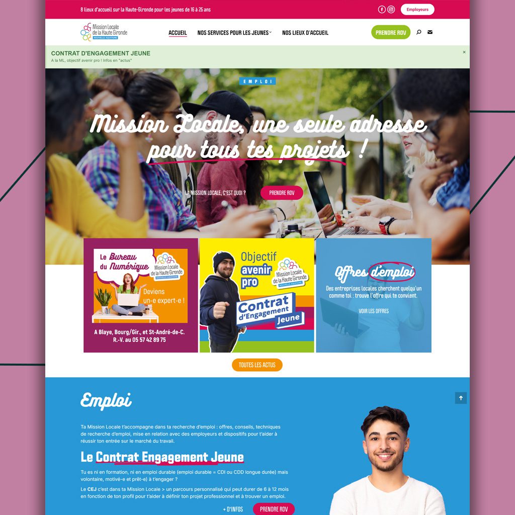 Site web de la Mission Locale de la Haute-Gironde